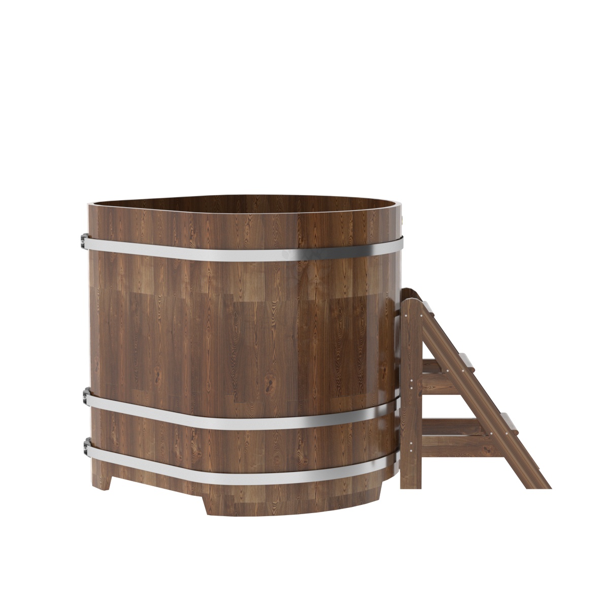 1578 Купель угловая из сращенных ламелей лиственницы 1,19х1,19х1,2 морёная Alyarus  - Вид №3