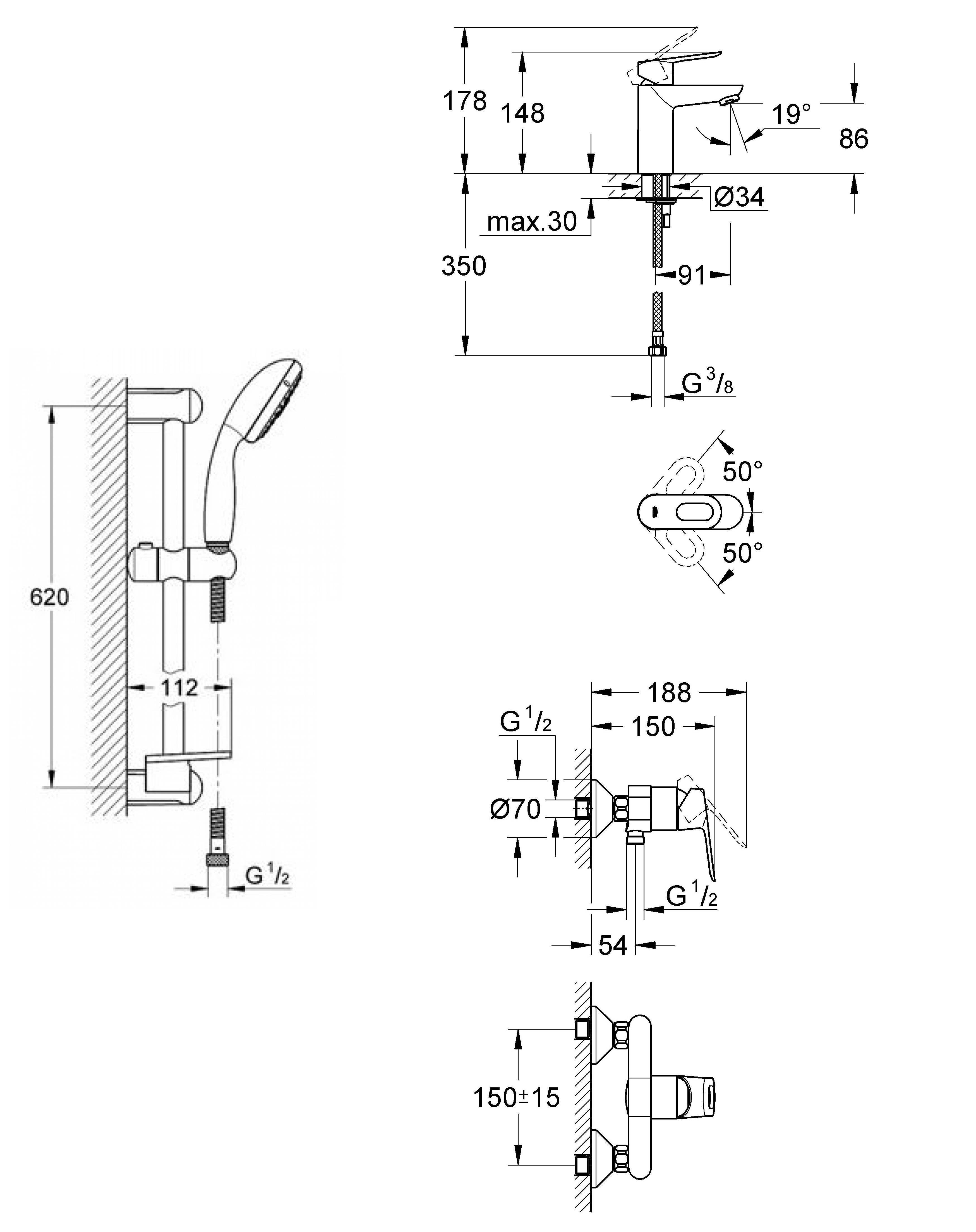 118111 Набор смесителей Grohe BauLoop хром - Вид №4
