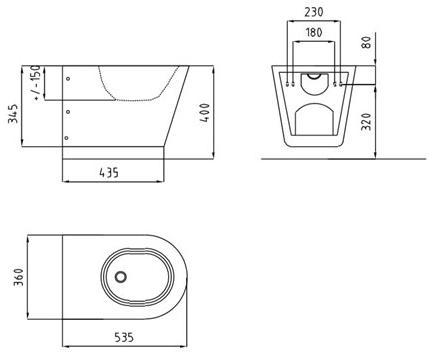 Биде подвесное  Saniline sun-id-1458215 - Вид №1