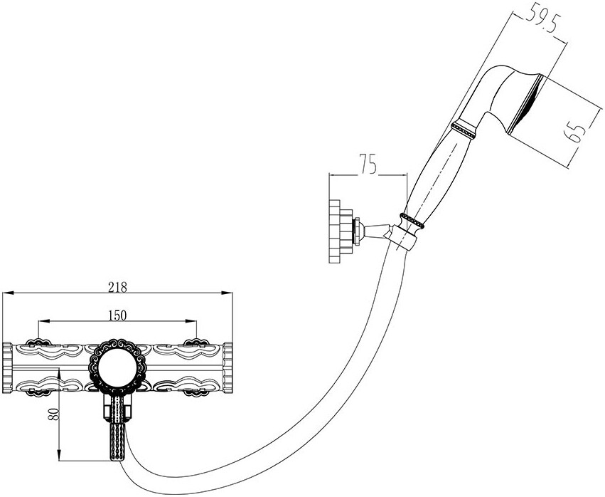 Смеситель ZorG Antic A 120 DK-BR для душа, бронза - Вид №1