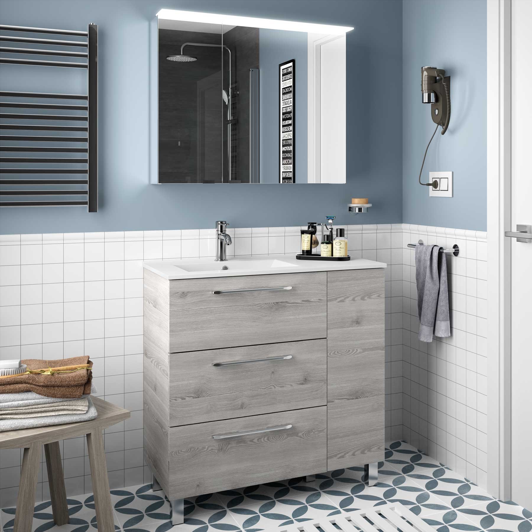 21090 SALGAR Раковина IBERIA 855 тумба для хранения справа БЕЛЫЙ ФАРФОР 855 x 20 x 460 мм  - Вид №3