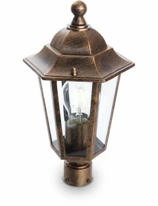 Уличный светильник на опору освещения 35х17х17 см черное золото "Классика" 11129 FERON ПОД СТАРИНУ, ФОНАРЬ 00-3955845 Золото