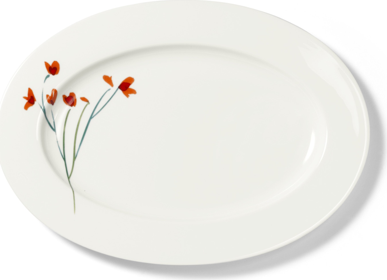 10639876 Dibbern Блюдо овальное плоское Dibbern "Впечатление.Красные маки" 34см Фарфор 