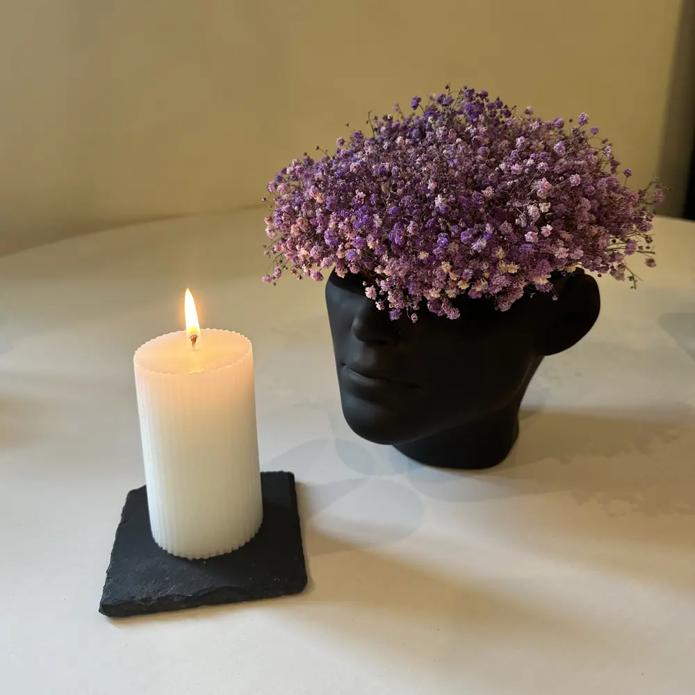 Дизайнерская свеча-столбик Ribbed белая 10 см Santreyd 89370278 STLM-0818472 - Вид №2