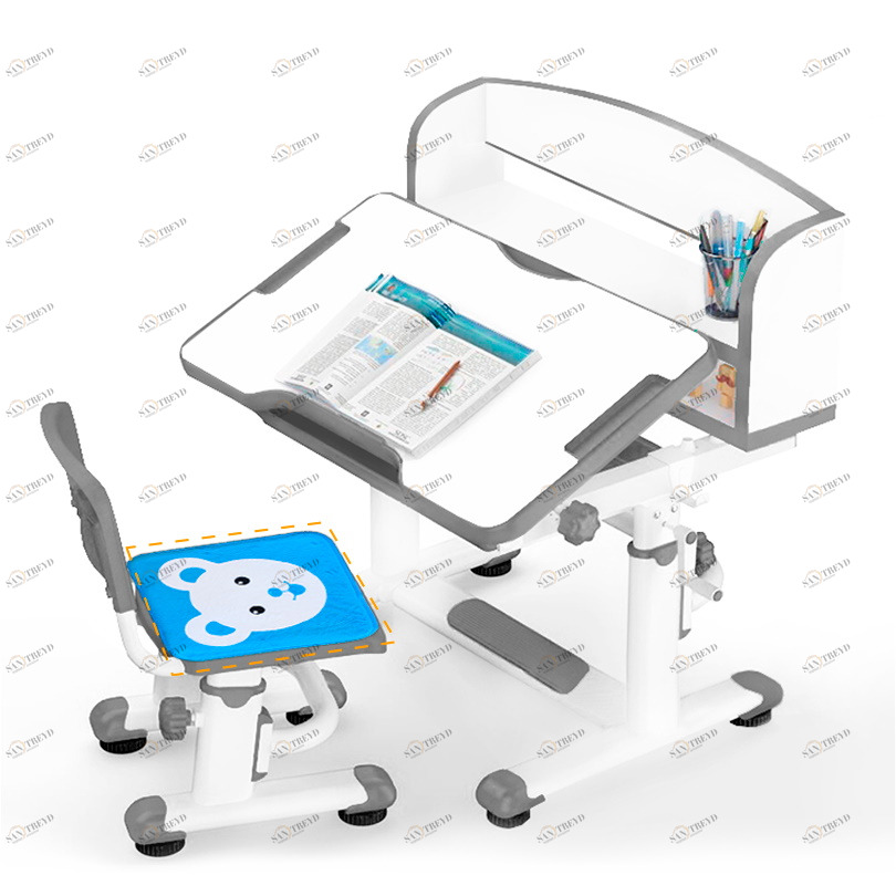 Парта детская со стульчиком бело-серая BD-10 MEALUX EVO  00-3952340 Белый;серый Santreyd 