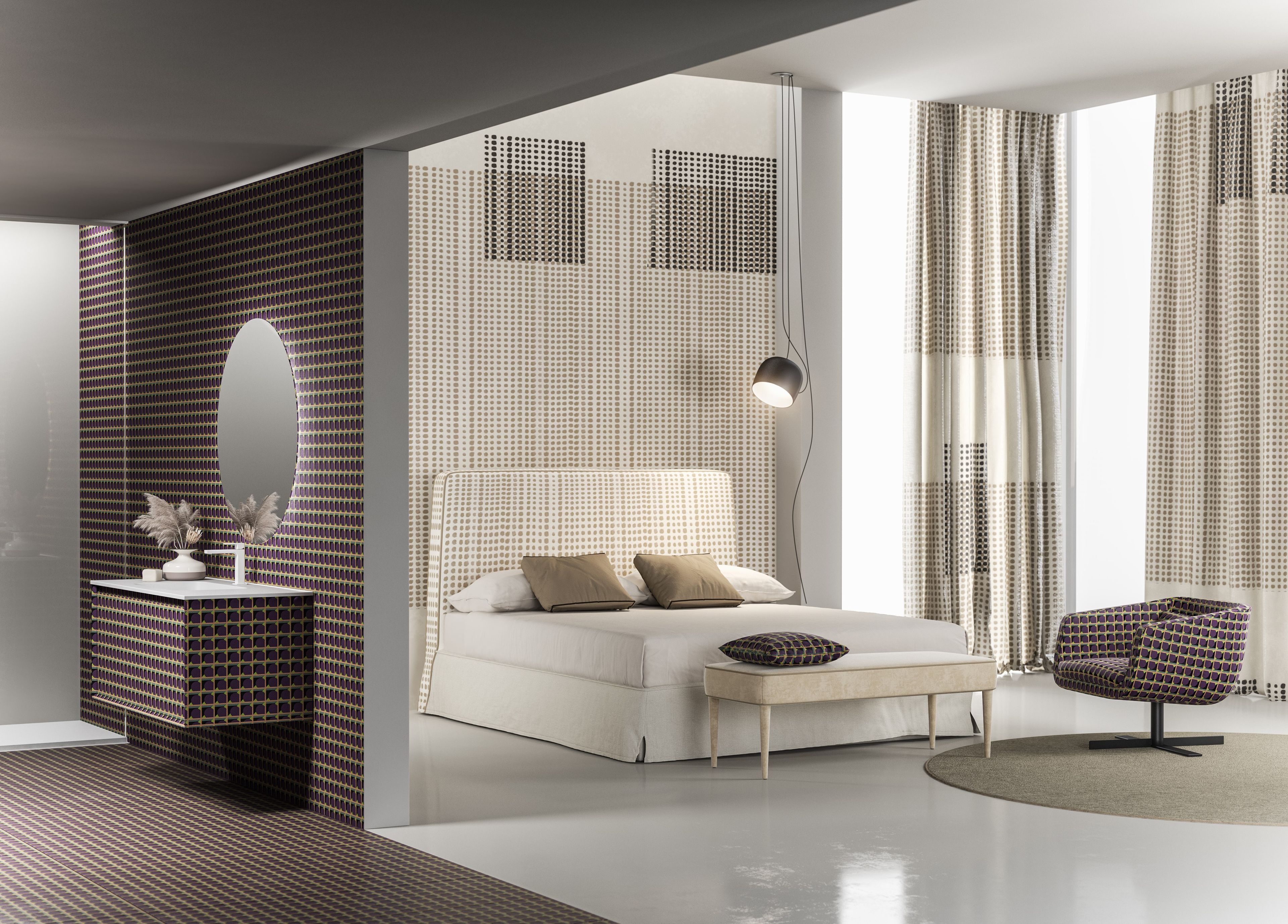 Тканевая кровать с мягким изголовьем MOMENTI GAUTIER GTR02 ARCH-00058161 - Вид №2