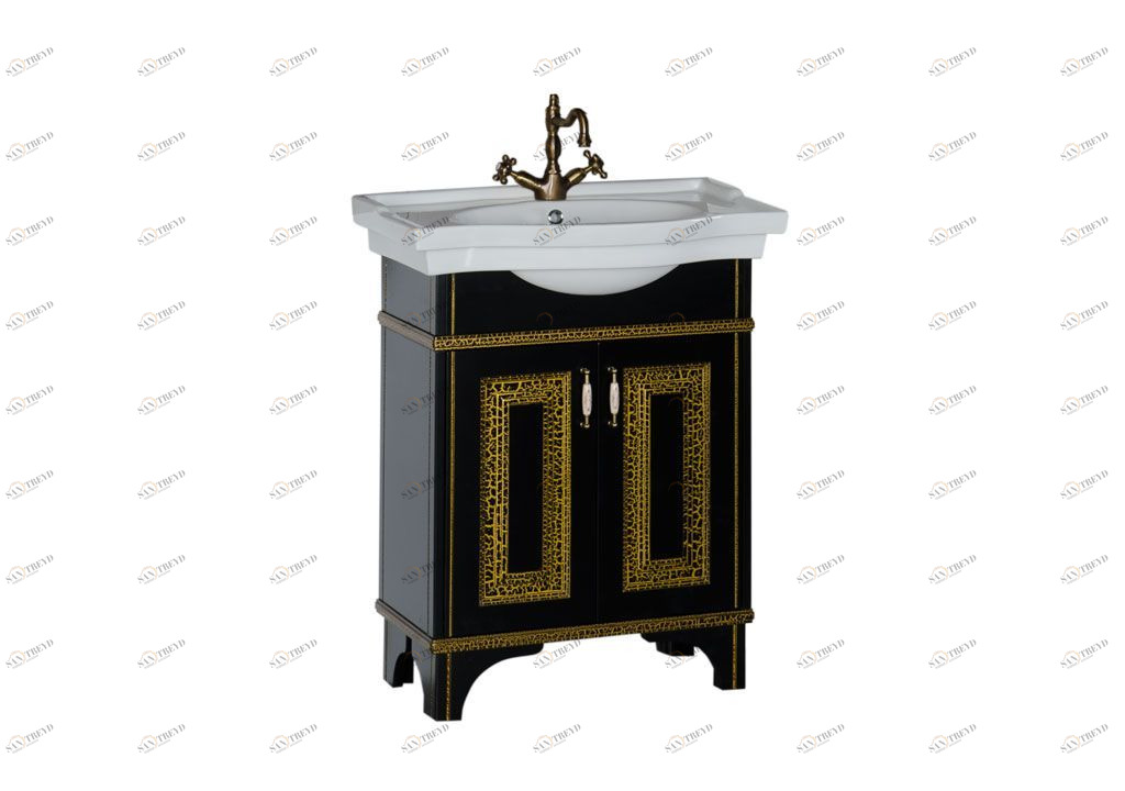 Тумба под раковину Aquanet Валенса 70 черный краколет/золото sun-id-271677