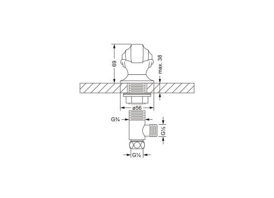 Боковой вентиль ½", для холодной воды JOERGER Muschel 601.10.340.000 - Вид №1
