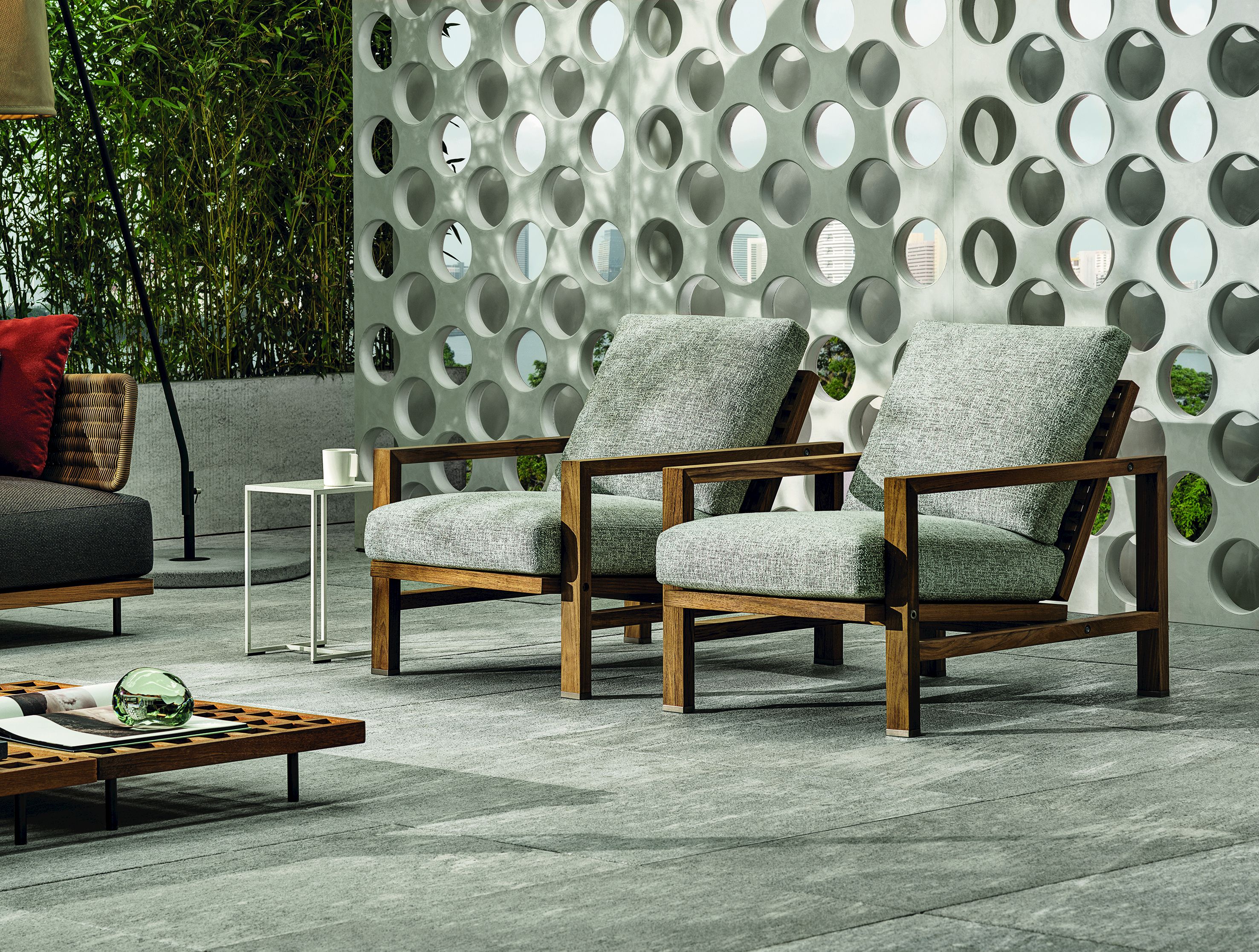 Открытый стул из тикового дерева с подлокотниками Minotti Quadrado ARCH-00068220 - Вид №3