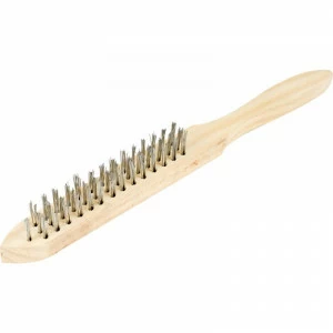 Щетка металлическая 3-рядная деревянная ручка Спарта