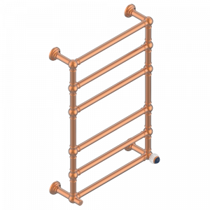 A8S-TWT6H1 Полотенцесушитель Традиционный, 6 перекладин, 625 мм x 925 мм, водяной, с 1 декоративной крестовой рукояткой Thg-paris Vogue с лазуритом Matt blush PVD