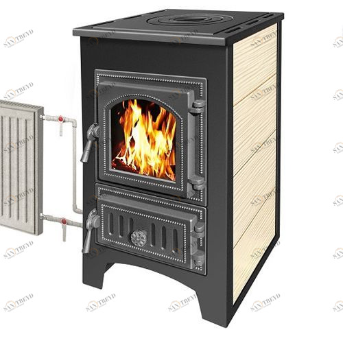 Печь-камин Везувий ПК-01 (270) с плитой и Т/О (бежевый) 3841