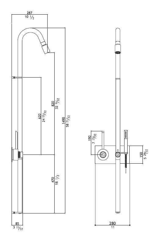 Термостатическая душевая колонка из нержавеющей стали с ручным душем MGS ARCH-00036075 - Вид №3