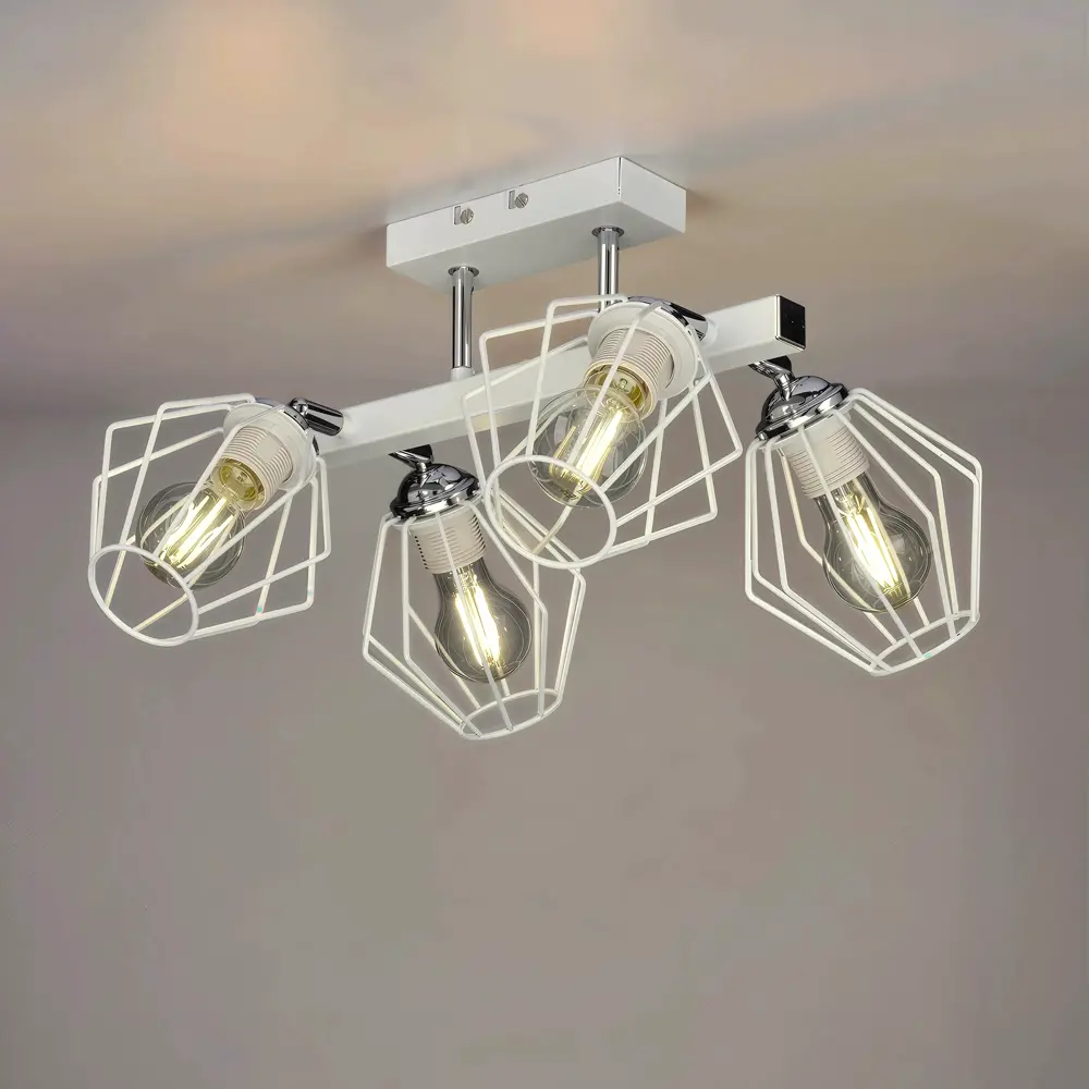 Люстра потолочная Дрим РС21514 4 лампы 12 м² цвет белый РОССВЕТ STLM-2151296