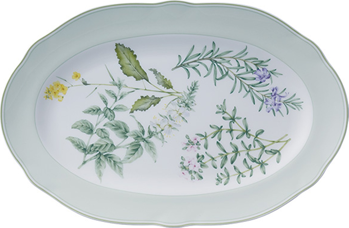 10613850 Noritake Блюдо овальное Noritake "Английские травы" 38см Фарфор костяной 