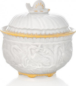67396 Meissen Сахарница 10,5см "Лебединый сервиз" (золотой кант) Фарфор
