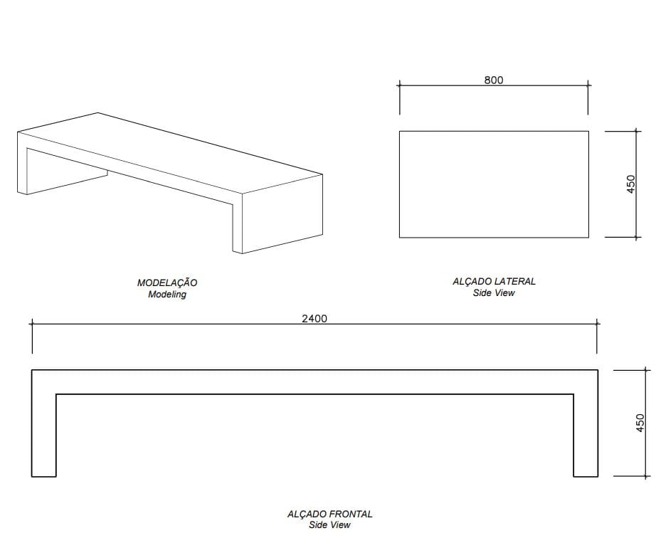 Бетонная скамья без спинки amop Modular ARCH-00022382 - Вид №5