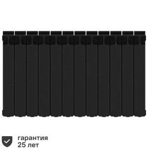 Радиатор секционный Rifar Monolit M50012RAL9005 500/100 12 секций боковое подключение биметалл черный