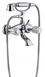 11526 БЕЛЫЙ-12526 ЧЕРНЫЙ Внешний смеситель для ванны и душа с душевым комплектом. Bongio Fleur Blanc&Noir