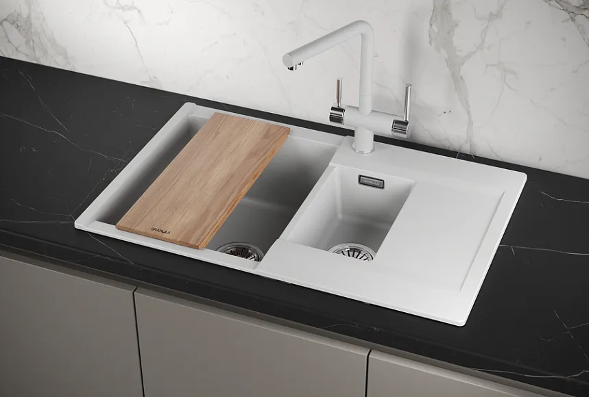 ES-7808, АРКТИК (БЕЛЫЙ), кухонная мойка, кварц, ESTETICA GRANULA 7808-ST289