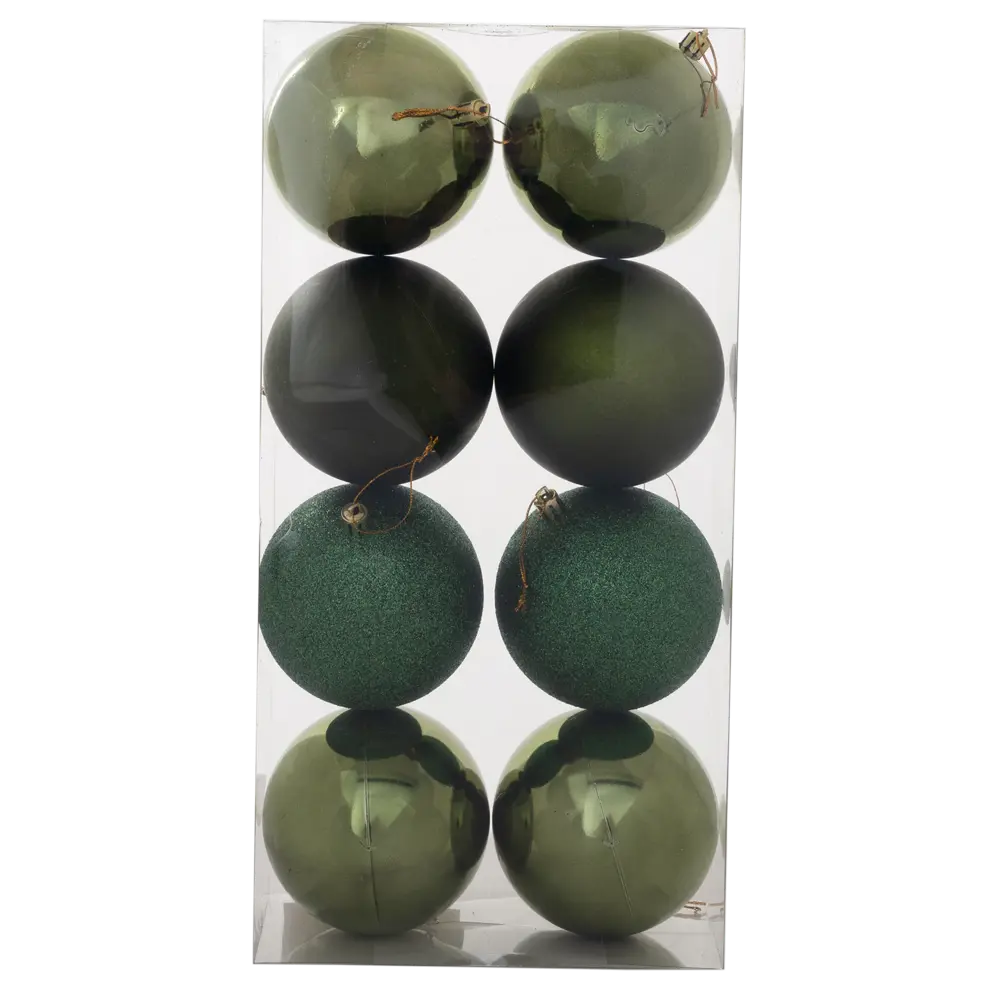 Набор елочных шаров KREAFORTA зеленые с блестками 8 шт. ø10 см 89420546 STLM-1580058 - Вид №2