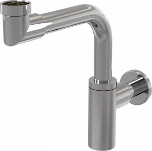 Сифон для умывальника DN32 DESIGN, цельнометаллический, экономящий пространство