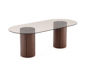 Стеклянный овальный обеденный стол