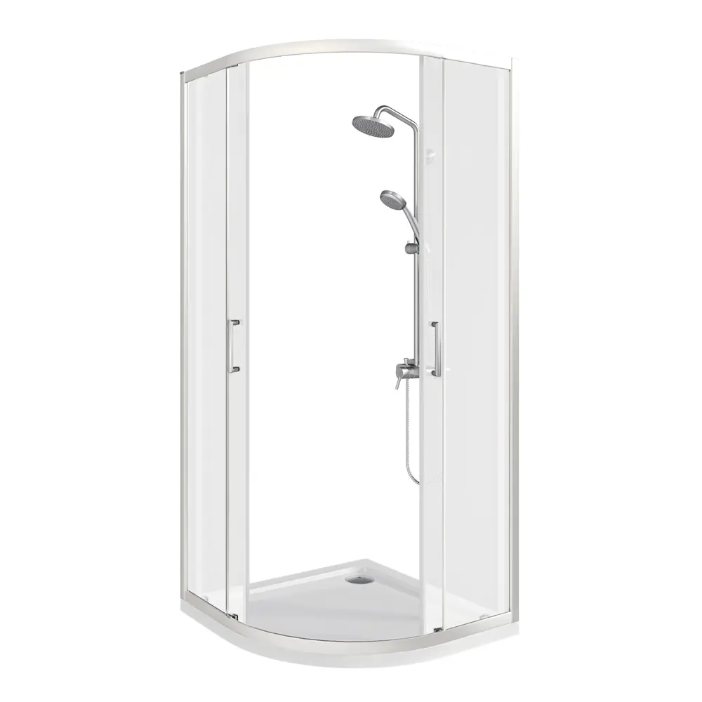 Душевая ширма Makiato 1/4 круга 80x80x190см цвет профиля хром раздвижная стекло 5мм прозрачное Santreyd Makiato New STLM-2050325 - Вид №2