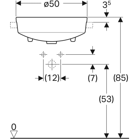 500.782.01.2 Полувстраиваемая раковина Geberit VariForm круглой формы Geberit  - Вид №3