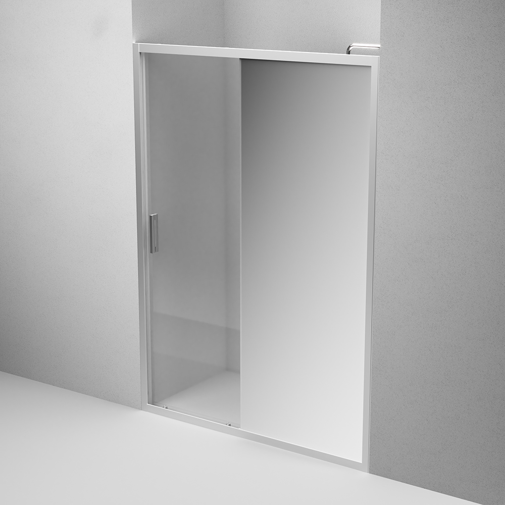 W90G-140-1-195MMir Solo Дверь душевая 140х195 стекло зеркальное профиль матовый хром AM.PM Gem - Вид №3