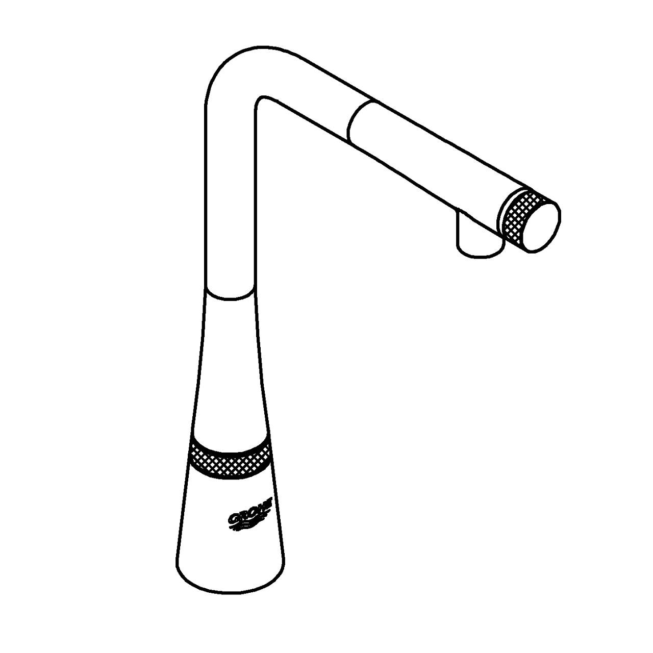 Смеситель для кухни с выдвижным L-образным изливом GROHE Zedra SmartControl, суперсталь (31593DC2) - Вид №2