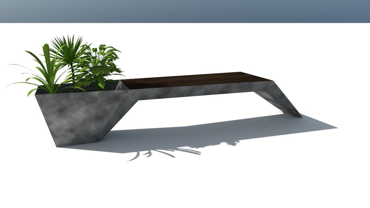 Скамейка из дерева и листового металла со встроенной плантатором без спинки CITYSì URBAN ARCH-00044158 - Вид №8