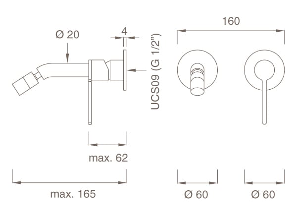 Настенный смеситель с регулируемым дозирующим изливом CEADESIGN INNOVO ARCH-00031473 - Вид №2