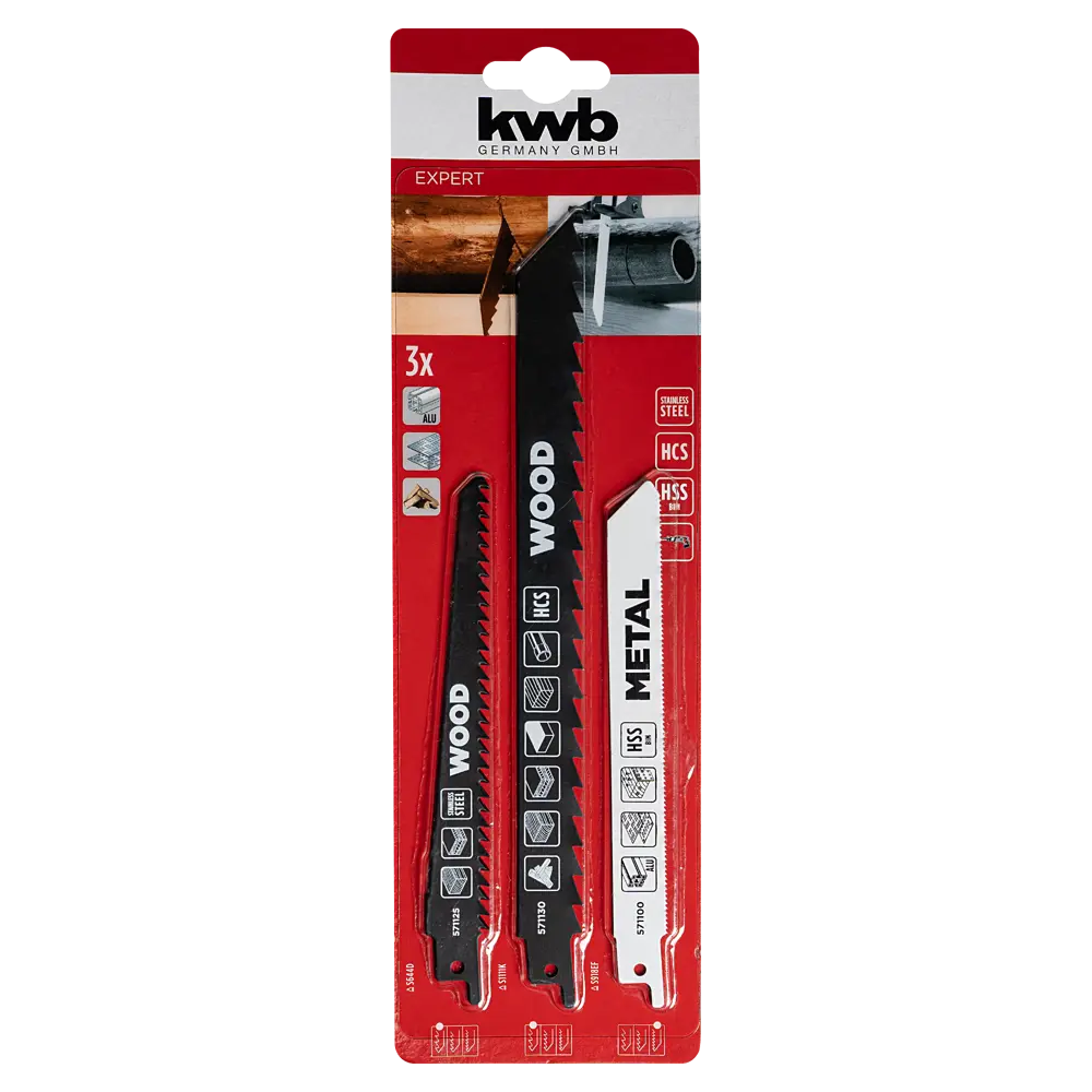 Набор полотен для сабельной пилы по дереву и металлу KWB 571070, 3 шт STLM-2083008 - Вид №3