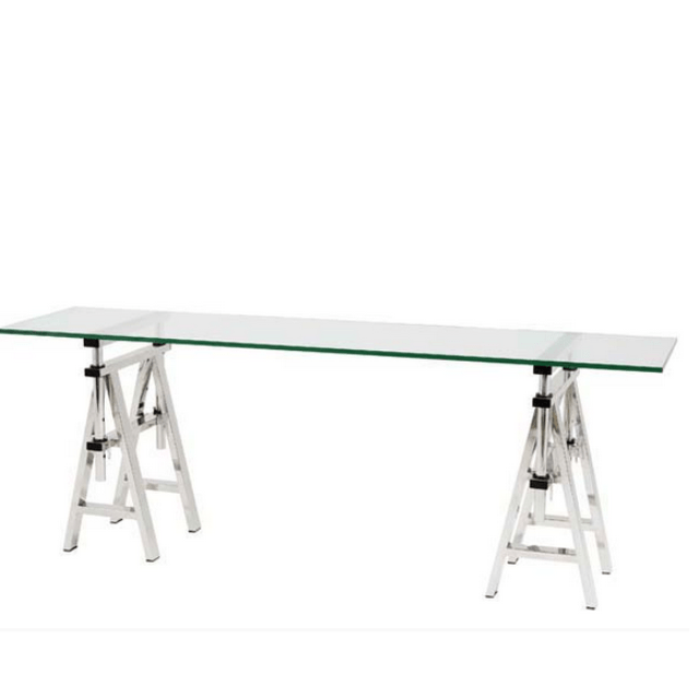 Консоль металлическая со стеклянной столешницей, хром Shaker от Eichholtz EICHHOLTZ EICHHOLTZ 060942 Прозрачный;хром  - Вид №1