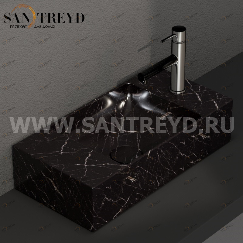 B6R52PN Подвесная раковина настенная прямоугольная Ceramica Globo T-EDGE черная