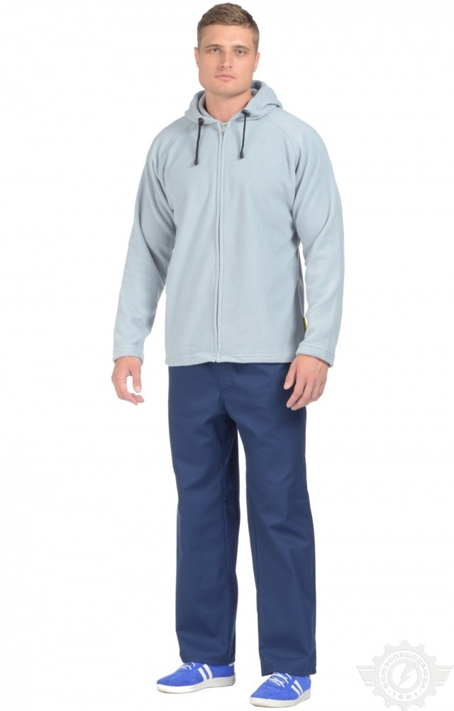 61317 Толстовка флисовая с капюшоном светло-серая  Одежда для промоакций  размер 64-66/170-176 Спецодежда  - Вид №4