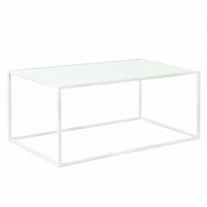 Журнальный столик белый с матовым стеклом 80 см Darmian into white INTELLIGENT DESIGN  260962 Белый