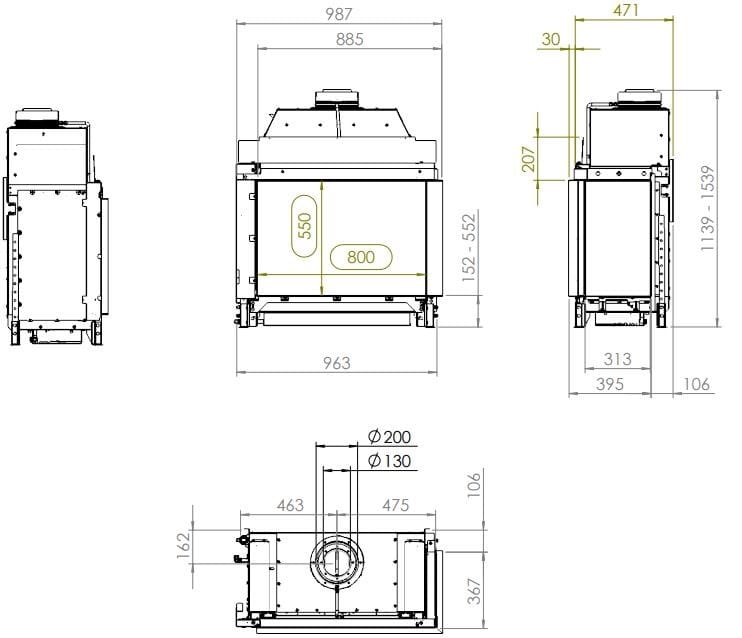 Настенный газовый угловой камин KALFIRE GP80/55C ARCH-00016322 - Вид №3