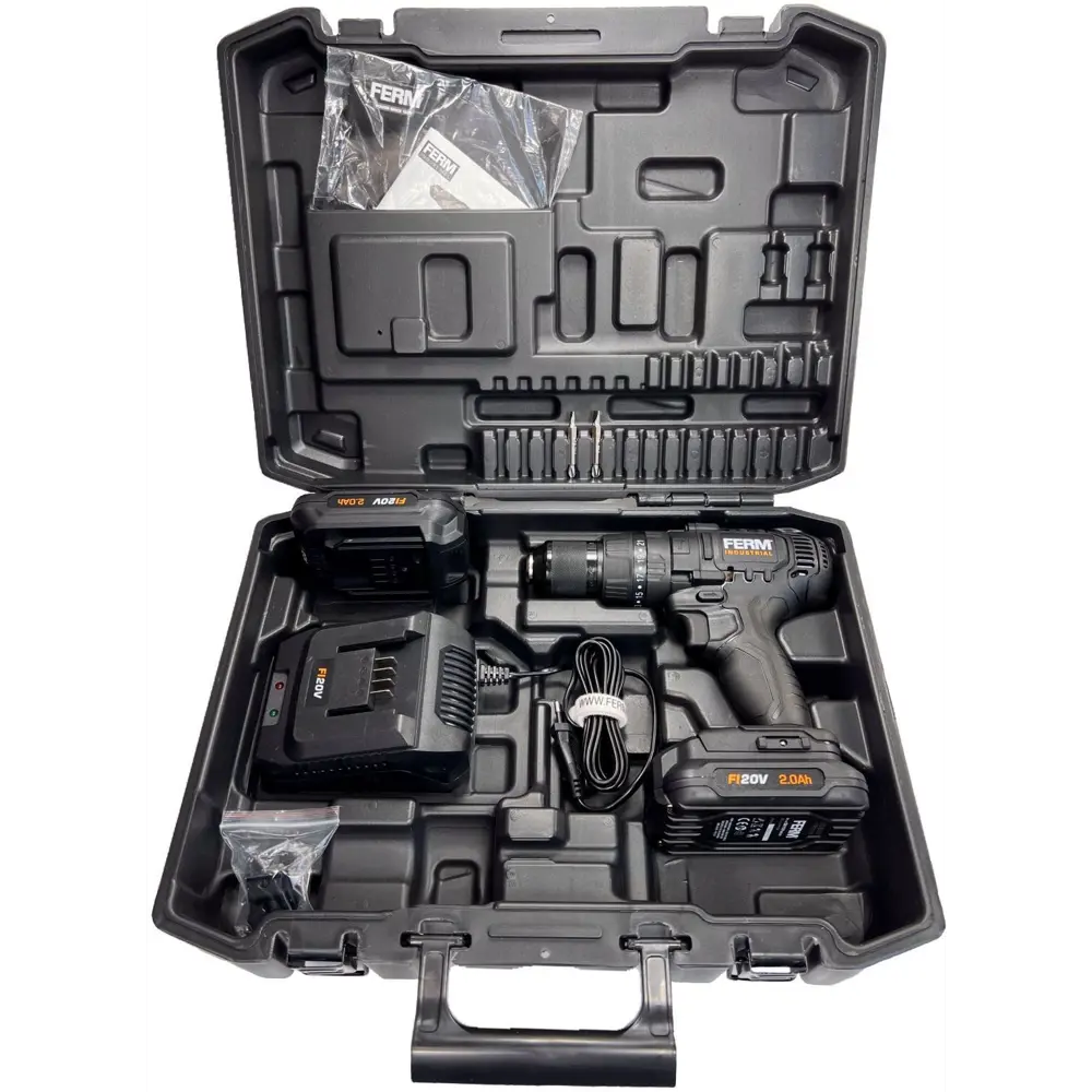 Дрель-шуруповерт аккумуляторная ударная Ferm CDM1147P, 20 В Li-ion 2x2 Ач STLM-2054414 - Вид №5