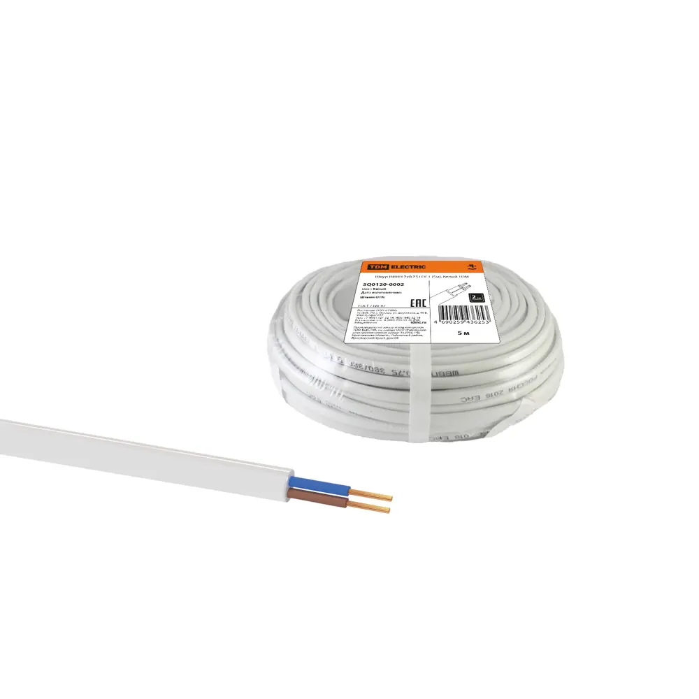 Провод TDM ELECTRIC ШВВП 2х0.75 белый 5 метров для подключения электрооборудования 84574303 STLM-1571073 - Вид №2