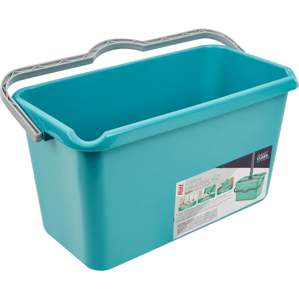 Ведро хозяйственное прямоугольное Hitt 14 л полипропилен цвет бирюзовый STLM-2136660