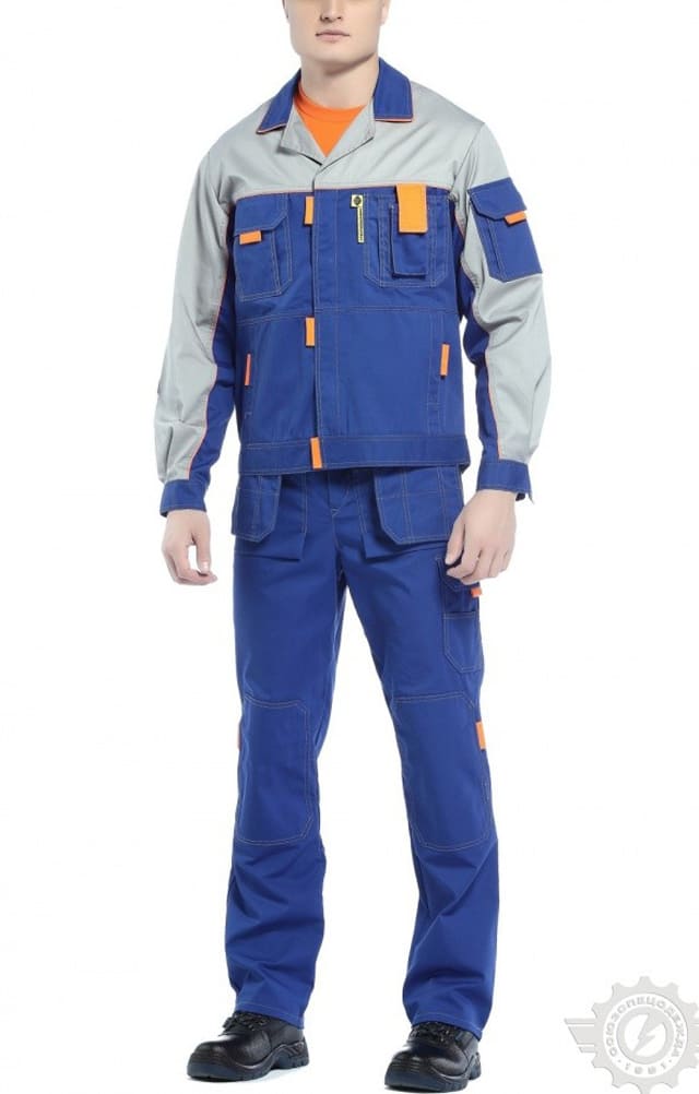 65236 Костюм "Профессионал-1" василек-светло-серый  Летняя спецодежда  размер 60-62/182-188  - Вид №19