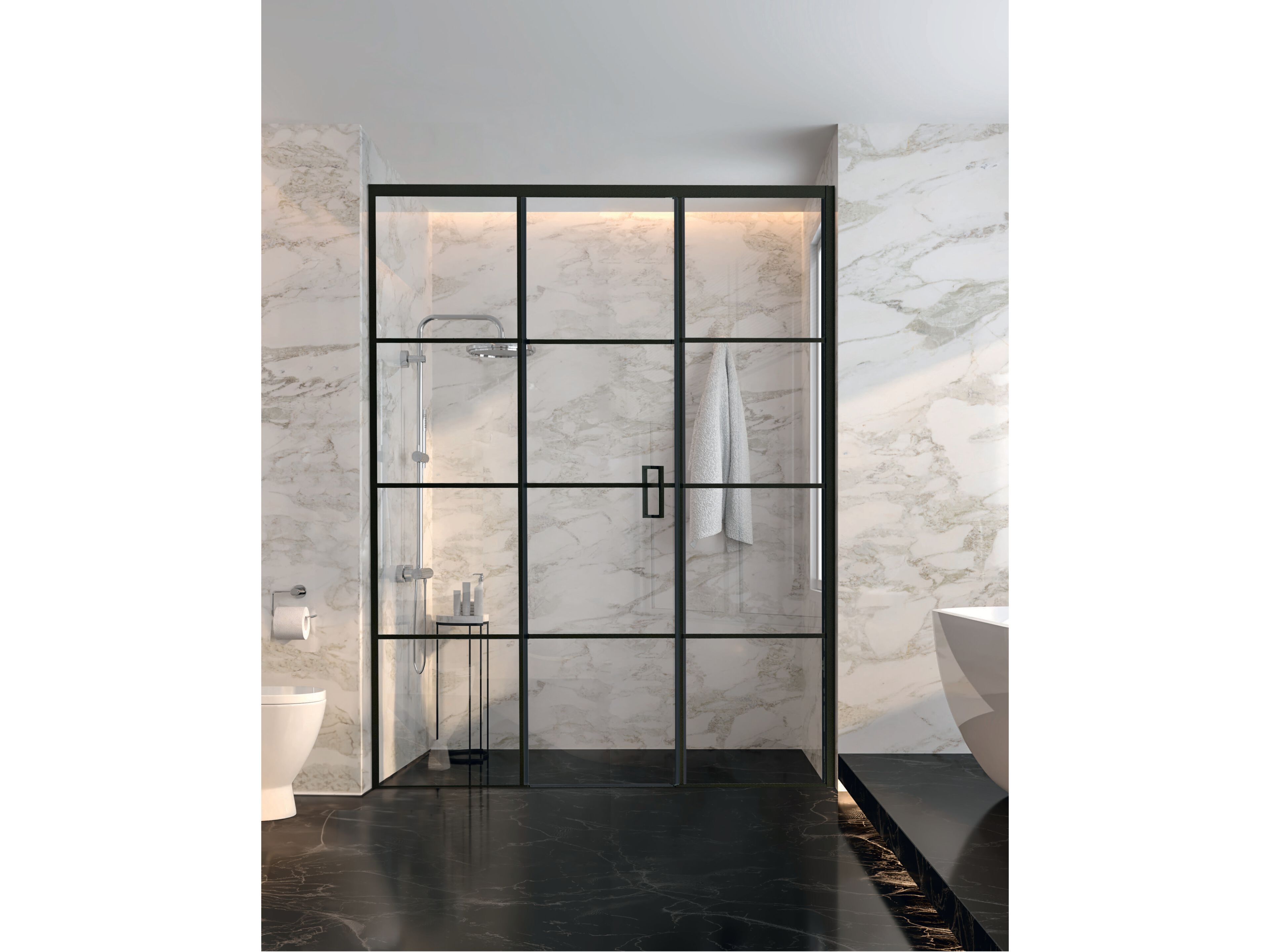 Хрустальная ниша душевая кабина с раздвижной дверью Metidea декор ARCH-00108983 - Вид №1