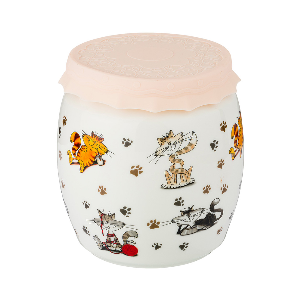 359-570 Посуда фарфоровая БАНКА С СИЛИКОНОВОЙ КРЫШКОЙ "ВЕСЕЛЫЕ ДРУЗЬЯ" 1000 мл Lefard 