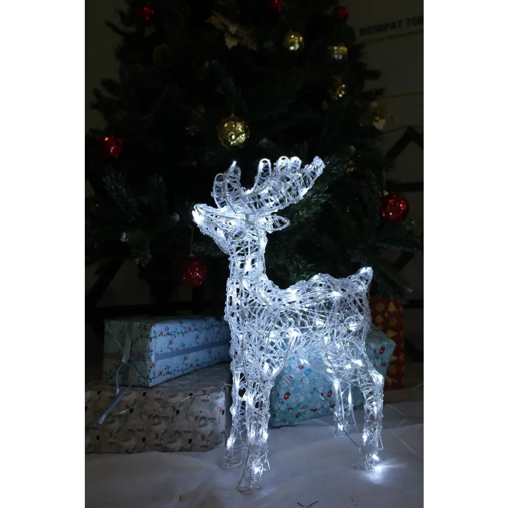 17861659 Электрогирлянда-фигура «Олень» 80 LED ламп, 60 см, белый свет, для улицы STLM-0949872 Santreyd 