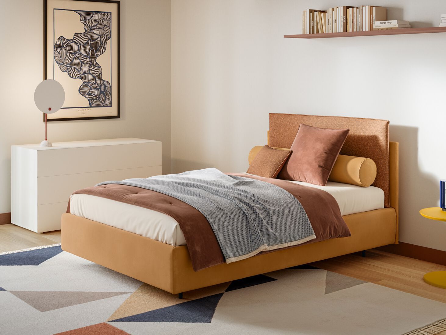 Односпальная кровать с мягким изголовьем Twils Frick ARCH-00102349