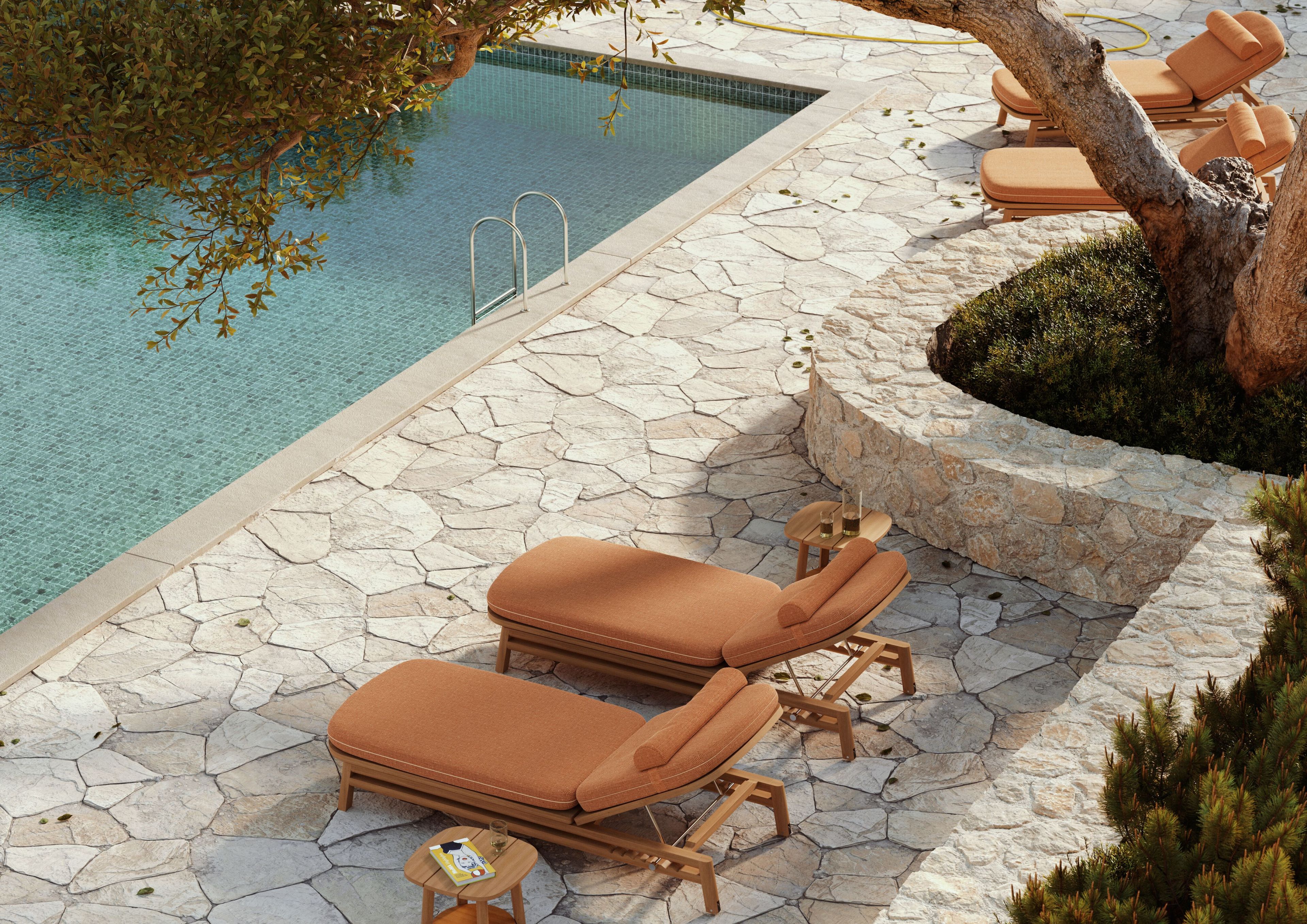 Садовая кровать из тикового дерева с подушками Sunbrella FJAKA Oaza ARCH-00028221 - Вид №4