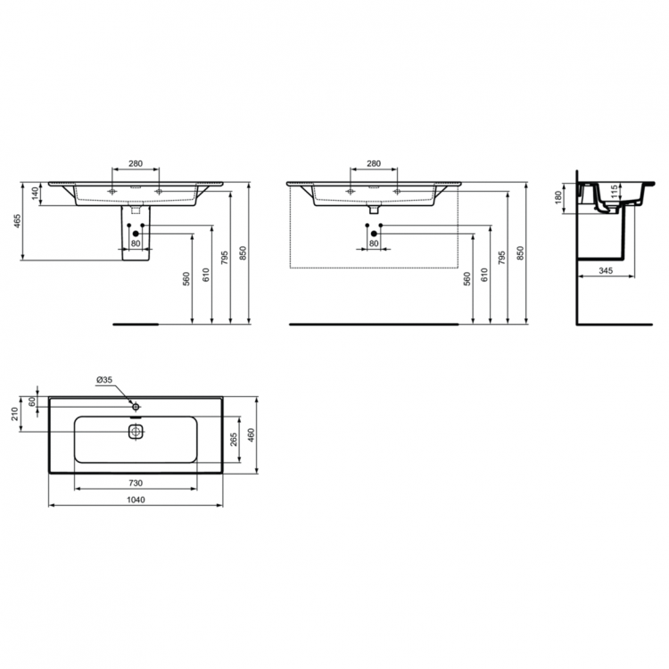 T300401 Раковина 104 см Ideal Standard STRADA II - Вид №18