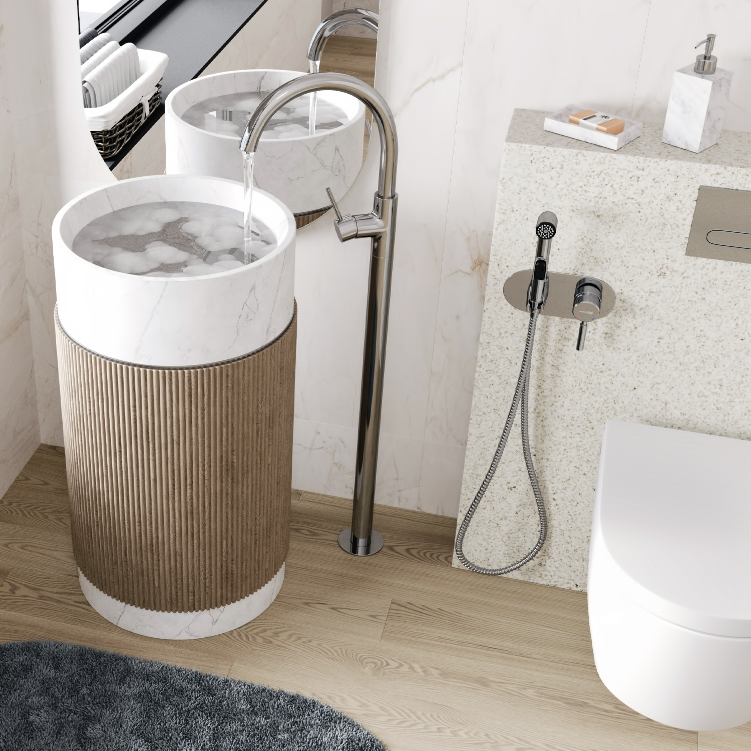 4153 Main Смеситель напольный для раковины WasserKRAFT Main 4100 